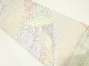 アンティーク　孔雀羽根に蝶模様織り出し袋帯（材料）